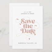 Eleganter Script Words Rose Gold Imitats Glitzer Save The Date (Vorne/Hinten)