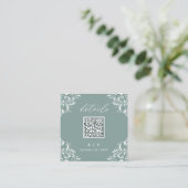 Eleganter Sea Green QR Code Hochzeitdetails Begleitkarte (Stehend Vorderseite)