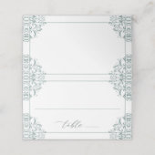 Eleganter Sea Green Wedding Vintag Classic Platzkarte (Außenseite Aufgefaltet)
