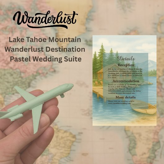 Eleganter See Tahoe Rustikale Hochzeit Begleitkarte