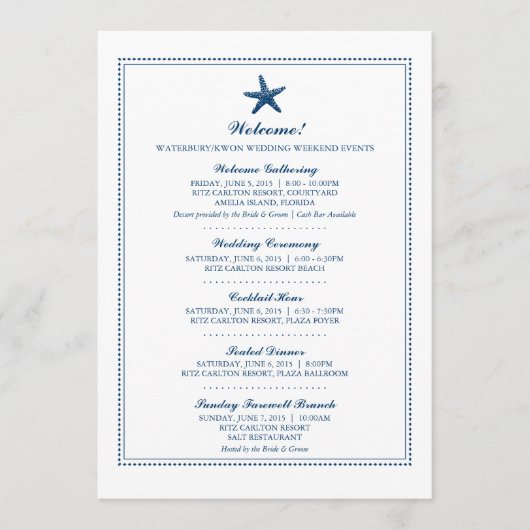Eleganter Seestern | Hochzeit Programm (Vorderseite)