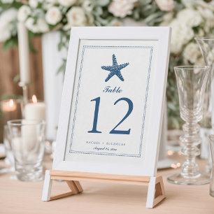 Eleganter Seestern   Tisch Nummer Einladung