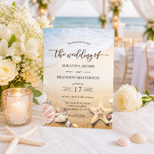 Eleganter Seestern - Tropische Strandhochzeit Einladung
