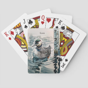 Eleganter Seetaucher auf dem See - Benutzerdefinie Spielkarten
