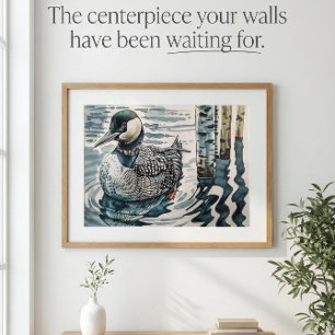 Eleganter Seetaucher auf dem See Poster