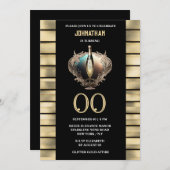 Eleganter Sekt Schwarzes Gold Einladung (Vorne/Hinten)