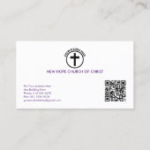 Eleganter Senior Pastor Gold Cross & Wave Lila Visitenkarte (Rückseite)
