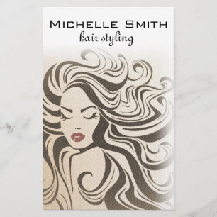 Eleganter Sepia-Chic-Welligkeits-Hairstyle Haarver Flyer