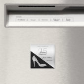 Eleganter Sequin Stiletto, Silver & Black Geburtst Magnet (In Situ (Geschirrspüler))