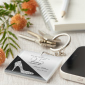 Eleganter Sequin Stiletto, Silver & Black Geburtst Schlüsselanhänger (Vorderseite rechts)