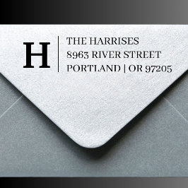 Eleganter Serif-Buchstaben-Monogramm-Adresse-Stemp Permastempel