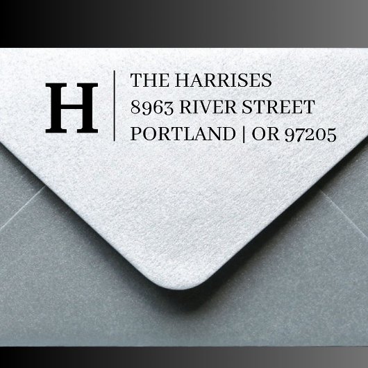 Eleganter Serif-Buchstaben-Monogramm-Adresse-Stemp Permastempel
