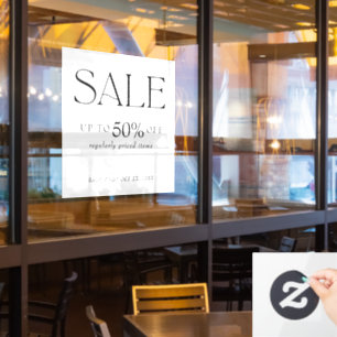 Eleganter Serif Retail Black and White Sale Fensteraufkleber