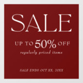 Eleganter Serif Retail Burgundy Red Sale Fensteraufkleber (Blatt)