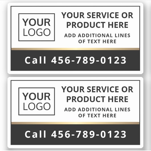 Eleganter Service für Unternehmen mit Logo in Schw Aufkleber (Vorderseite)
