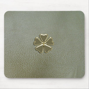 Eleganter Shamrock St.Patrick`s Tag, grünes Leder Mousepad