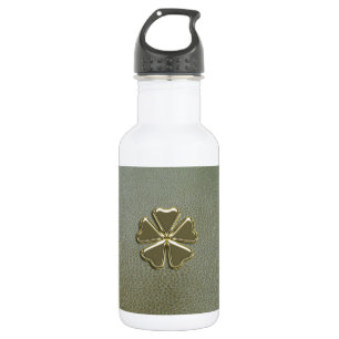 Eleganter Shamrock St.Patrick`s Tag, grünes Leder Trinkflasche