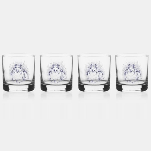 Eleganter Sheltie Whiskyglas (Vorderseite)