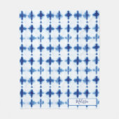 Eleganter Shibori Blue Pattern Individuelle Name Fleecedecke (Vorderseite)