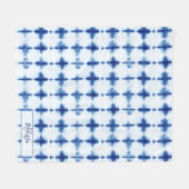 Eleganter Shibori Blue Pattern Individuelle Name Fleecedecke (Vorderseite (Horizontal))