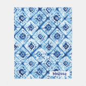 Eleganter Shibori Muster Individuelle Name Blau Fleecedecke (Vorderseite)