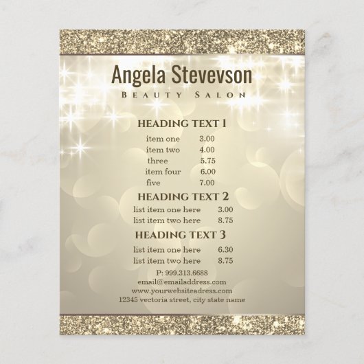 Eleganter Shiny Glitzer Gold Flyer (Vorne)