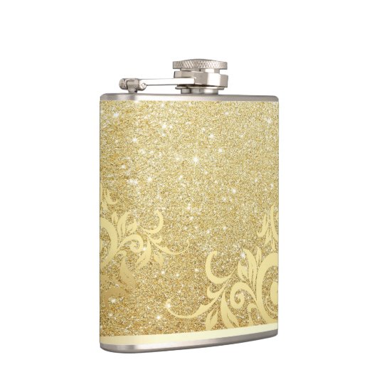 Eleganter Shiny Gold Glitzer, Lace Flachmann (Rechts)