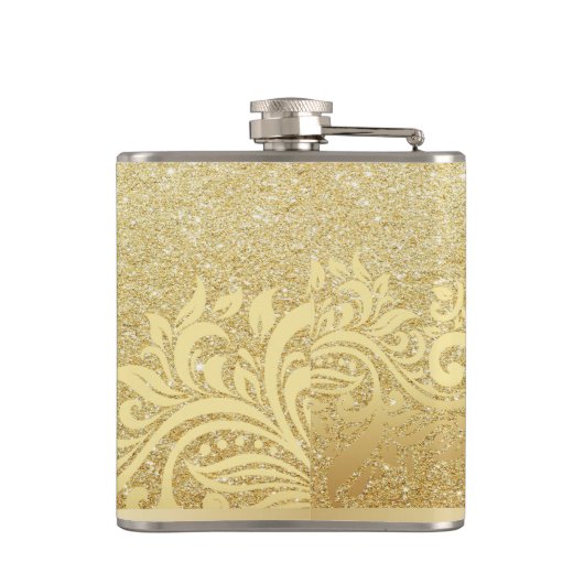 Eleganter Shiny Gold Glitzer, Lace Flachmann (Rückseite)