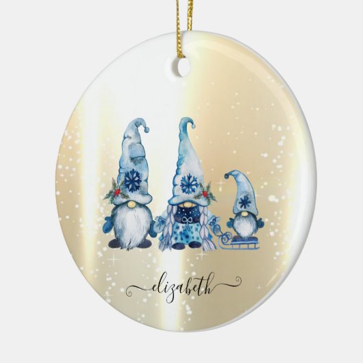 Eleganter Shiny, Imitate Gold, Blue Gnomes Keramik Ornament (Links)
