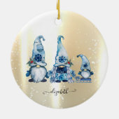 Eleganter Shiny, Imitate Gold, Blue Gnomes Keramik Ornament (Hinten)