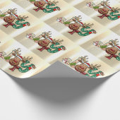 Eleganter Shiny, Imitate Gold, Rentier, Snowman Geschenkpapier (Ecke)