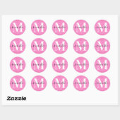 Eleganter Signature Moderner Monogramm Pink-Glitze Runder Aufkleber (Blatt)