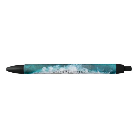 Eleganter Signature Script Aqua Blue Green Beach Kugelschreiber (Vorderseite)