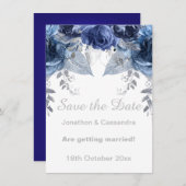 ELEGANTER SILBER BLAUE BLUE BLUE BLAU SAVE THE DAT (Vorne/Hinten)