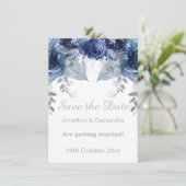 ELEGANTER SILBER BLAUE BLUE BLUE BLAU SAVE THE DAT (Stehend Vorderseite)