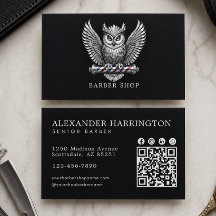 Eleganter Silber-Eule-Friseursalon-QR-Code Hair Pr
