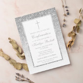 Eleganter Silber-Glitzer-Bestätigung oder -Weihnac Einladung