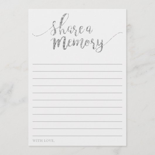 Eleganter Silber-Glitzer mit Speicherkarte freigeb Hinweiskarte (Vorderseite)