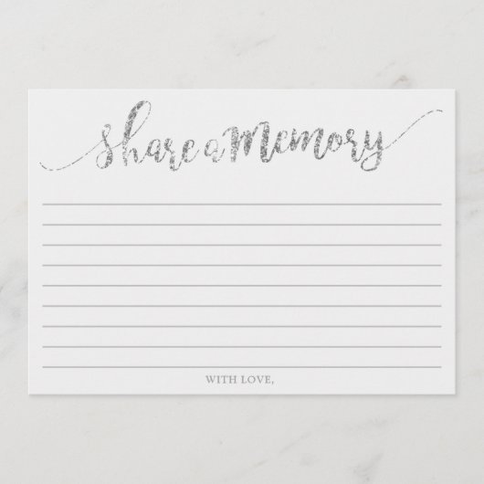 Eleganter Silber-Glitzer mit Speicherkarte freigeb Hinweiskarte (Vorderseite)