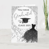 Eleganter Silber Glitzer Sie können die Dress Grad Karte (Vorderseite)