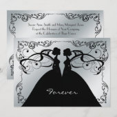 Eleganter Silber- und Black Gay Lesbian Wedding In Einladung (Vorne/Hinten)