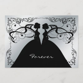 Eleganter Silber- und Black Gay Lesbian Wedding In Einladung