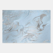 Eleganter silberblauer Marmor Geschenkpapier Set (Vorderseite 3)