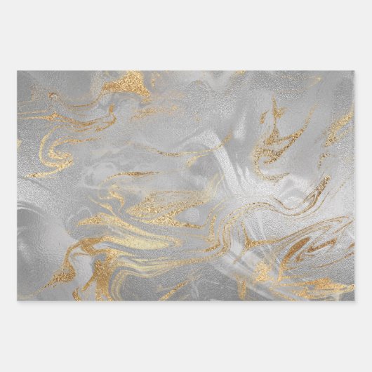 Eleganter silberblauer Marmor Geschenkpapier Set (Vorderseite 2)