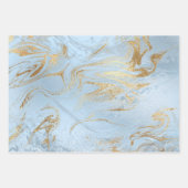 Eleganter silberblauer Marmor Geschenkpapier Set (Vorderseite)