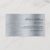 Eleganter Silberbrushed Metallic Monogram Name Visitenkarte (Rückseite)