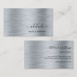 Eleganter Silberbrushed Metallic Monogram Name Visitenkarte