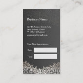 Eleganter SilberDamaske - Haar-Stilistische Ernenn Terminkarte (Rückseite)