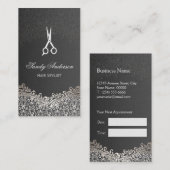 Eleganter SilberDamaske - Haar-Stilistische Ernenn Terminkarte (Vorne/Hinten)