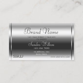 Eleganter Silbereffekt Modernes Monogramm Beruflic Visitenkarte (Rückseite)